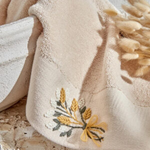 Comfort Touch Embroidered Cotton Beige Towel, 50*90 cm