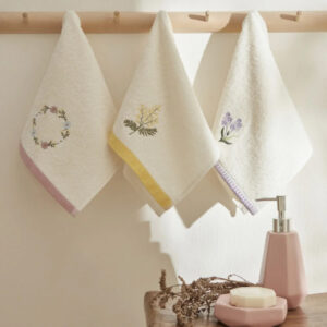 Rosy 3-Piece Embroidered Hand Towel Set