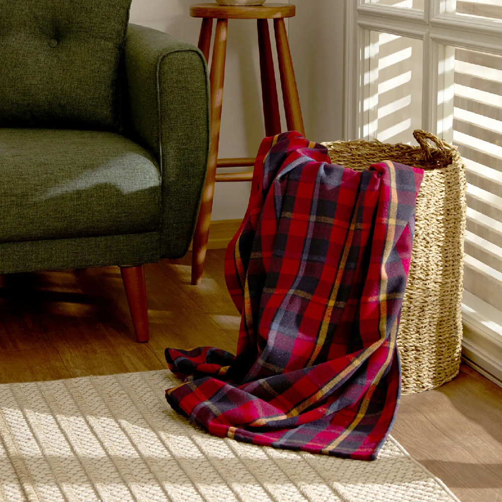 Flannel Throw Red TV Blanket