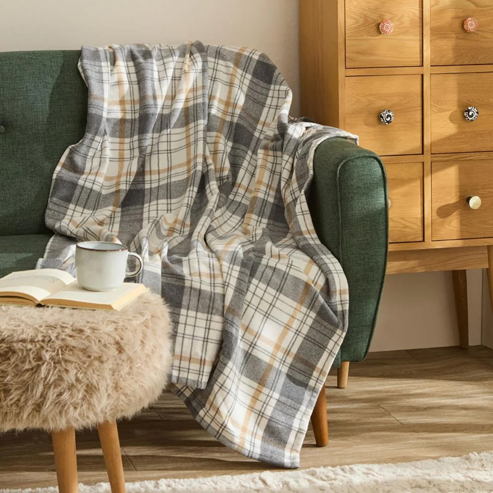 Flanel Throw Beige Blanket
