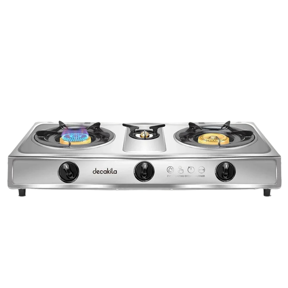 Decakila Table Top Gas Stove, 3 Burners, Stainless