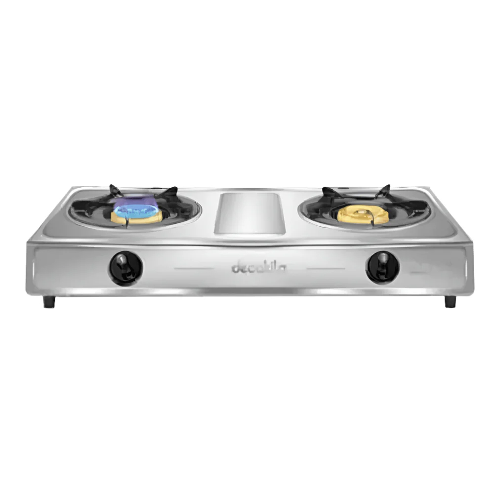 Decakila Table Top Gas Stove, 2 Burners, Stainless