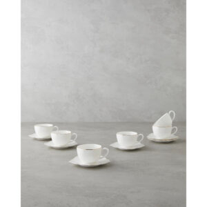 Pure Form Coffee Cup Set, White & Gold
