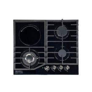 General Technology Top 60 cm, 3 Gas + 1 Electric, Black Glass
