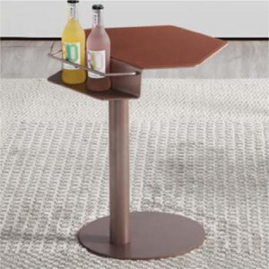 Moca Side Table, Leather Top