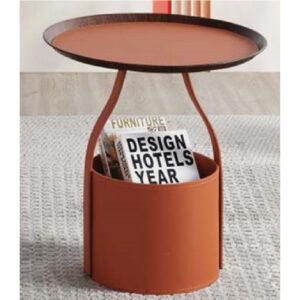 Brick Side Table, Leather Top