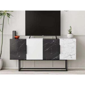 T.V Unit, Marble Black and White